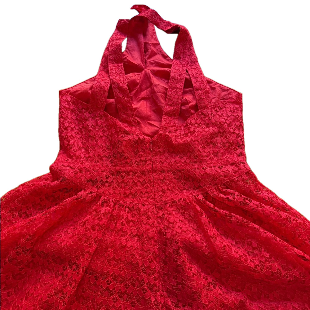MODA International Red Lace Halter Dress size 4 Dress EUC - Picture 8 of 13